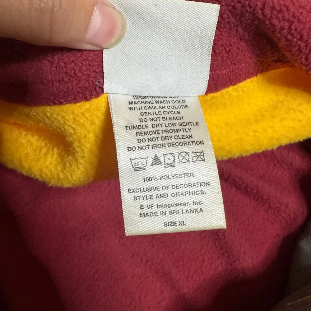 Vintage NFL Washington Redskins Full Zip Fleece Jacket XL Burgundy Yellow Retro
